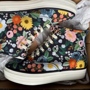 Keds X Rifle Paper The Platform Mid Vintage Blossom Navy 5.5 M